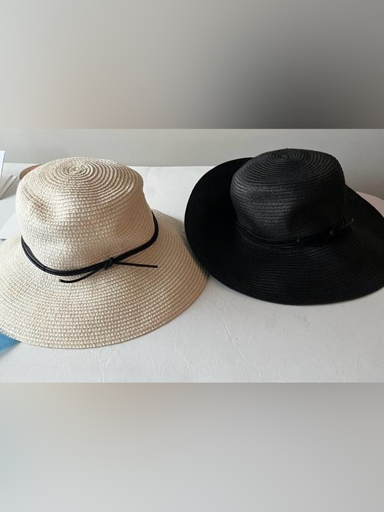 Aritzia Accessories - New Aritzia Woven Straw Hat with Leather Cord in set